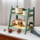 Wooden Rattan Double-Layer Desktop Storage Rack Green 6