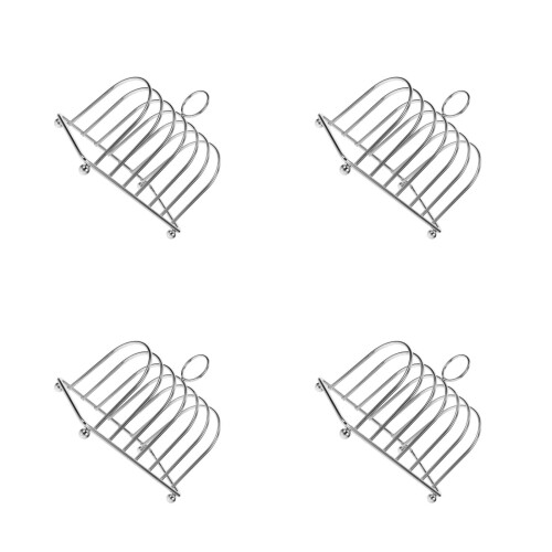 4Pièces Support À Toast Robuste Métal Argenté Pour Countertop 1