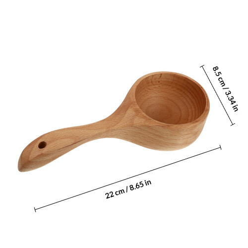 1Pc Wooden Water Scoop Practical Beech Wood Ladle for Kitchen Sauna 1