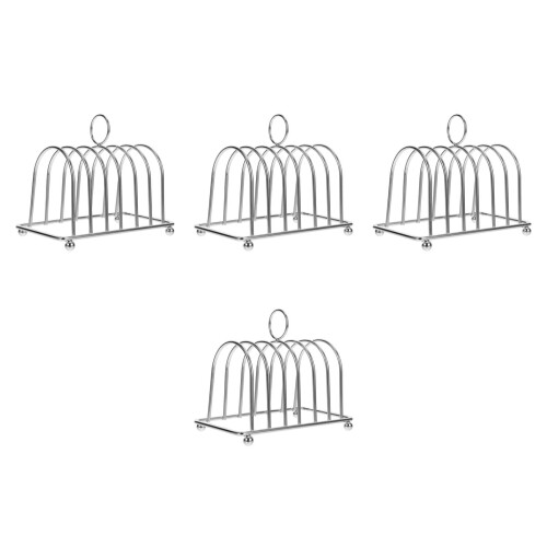 4Pièces Support À Toast Robuste Métal Argenté Pour Countertop 2