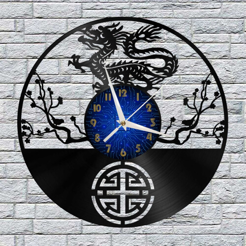 Ρολόι τοίχου βινυλίου Oriental Dragon για διακόσμηση τοίχου κουζίνας Δώρο για τον 2