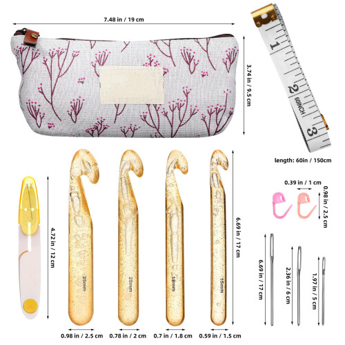 4Sets Multi-Color Crochet Hook Kit with Comfortable Grip and Carry Bag 1