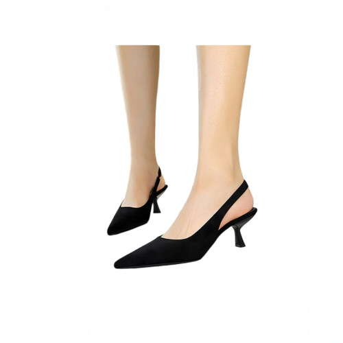 Women's Suede Pointed Toe Cutout Elegant Heel Strap Pumps 1