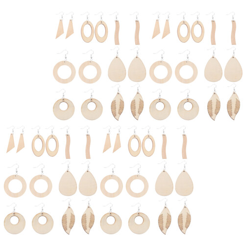 3Sets Hollow Wooden Earrings Kit DIY Drop Earring Making Supplies 1