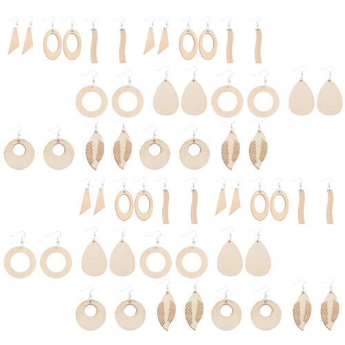 3Sets Hollow Wooden Earrings Kit DIY Drop Earring Making Supplies 2