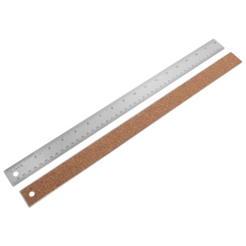 10Pcs Non-Slip Cork Backed Metal Ruler Dual Inch Centimeter Scale 1