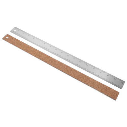 10Pcs Non-Slip Cork Backed Metal Ruler Dual Inch Centimeter Scale 2
