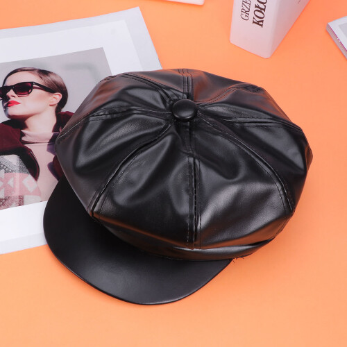 Casquette Octogonale Unisexe Cuir PU 2