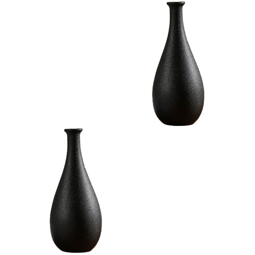 2Pcs Black Ceramic Flower Vase Simplicity Style for Home 1