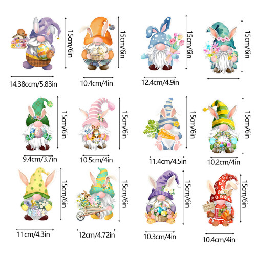 Easter Magnets Set with Eggs Bunny Gnome 12 Pieces 1