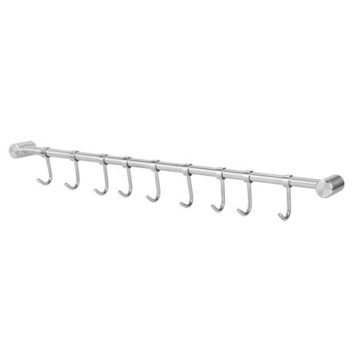Space-Saving Wall Mounted Cookware Organizer, Movable Hook Design For Organizing Multiple Items, Stainless Steel Utensil Rail With Rust-Resistant 2