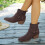 Willtoo Women's Round Toe Suede Ankle Boots Chunky Heel 5