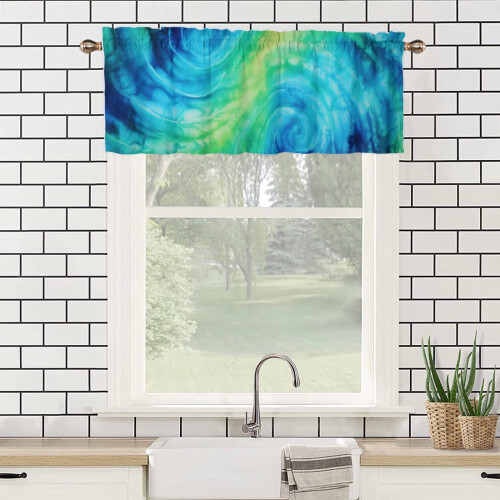 Κουρτίνες Tie-Dye σε χρώμα ακουαρέλας boho, μπλε τιρκουάζ, 54x18in, 2 πάνελ, με τσέπη σε 2