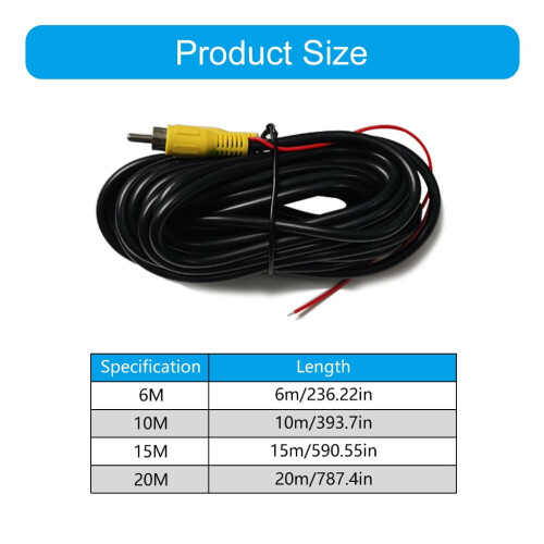 Car Reverse Camera Video Cable with Detection Wire and 2