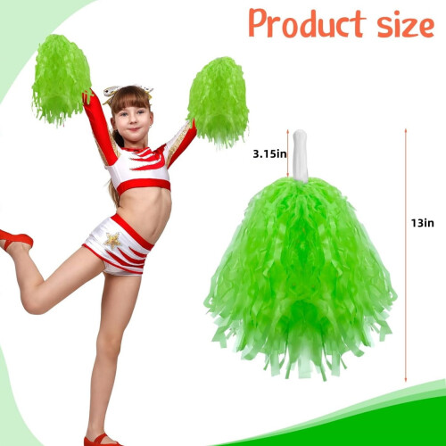 Green Plastic Pom Poms 15 Pack 33cm 1