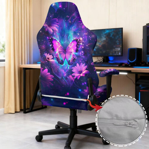 Κάλυμμα καρέκλας παιχνιδιών Purple Butterfly με 2 καλύμματα μπράτσων, αφαιρούμενο και 2