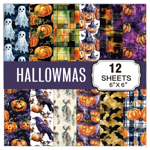 Bloco de Papel de Halloween com Abóbora, Castelo, Morcego e Teia de Aranha (12 peças) 1