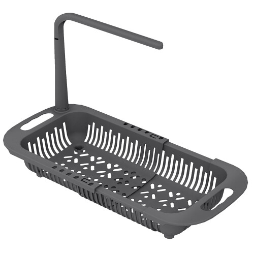 Grey Adjustable Retractable Sink Storage & Drain Rack – Large Capacity, Compatible with Most Sinks 1