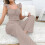 Women's Solid Casual 2-Piece Set Top & Pants Coffee L 3