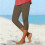 Women's Khaki Capri Leggings Mesh Design 24 Inch 6
