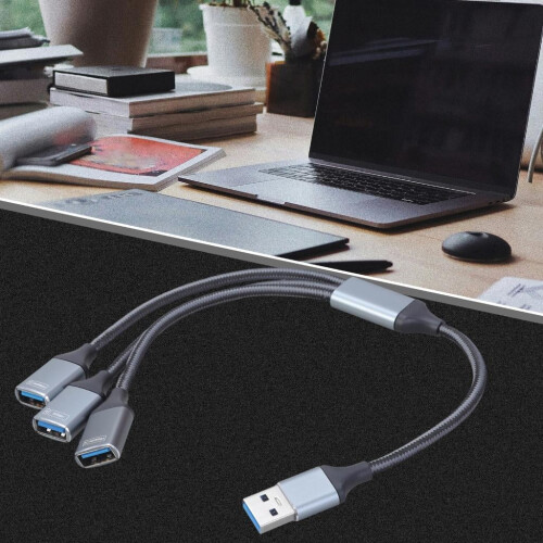USB Male to Multiport Splitter Adapter with 1xUSB3.0 and 2xUSB2.0 Extension Cable for TVs and Computer Use 2