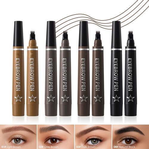 Μολύβι φρυδιών Microblading – Μαύρο/Καφέ, Αδιάβροχο, με 4 ακίδες μύτης, μεγάλης 2