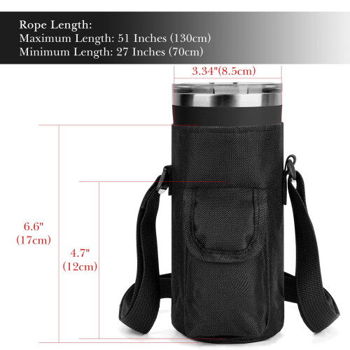 Bolsa transversal preta com alça, compatível com YETI Rambler 20oz e IRONFLASK2.0 20/24oz. 1