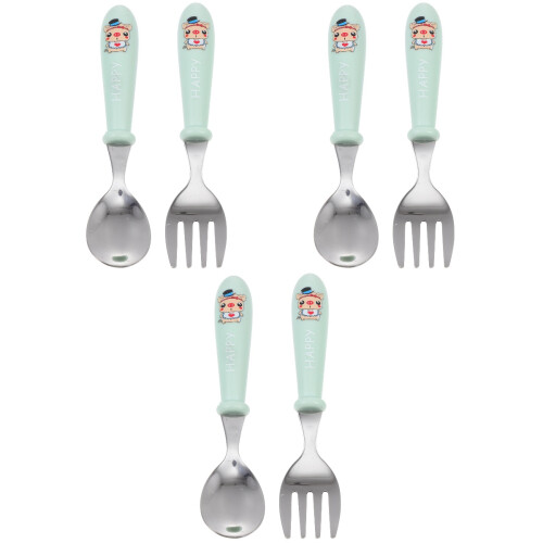 3Sets Toddler Fork Spoon Set Green Safe Practical Kids Tableware 2