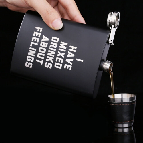 Opolski8oz Ανδρικό Αστείο Γράμμα Εκτύπωσης από Ανοξείδωτο Ατσάλι Φιάλη Hip Flask Δοχείο 1