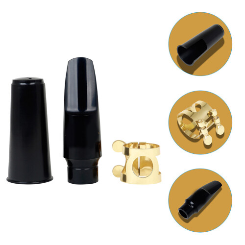 2Sets Practical Alto Saxophone Kit Black Sax Ligature Cap 2