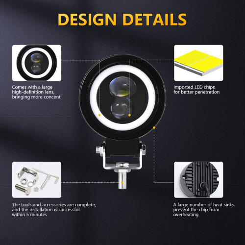 60W Motorcycle LED 6000K White 2pc 15x7.8x10.5cm 1