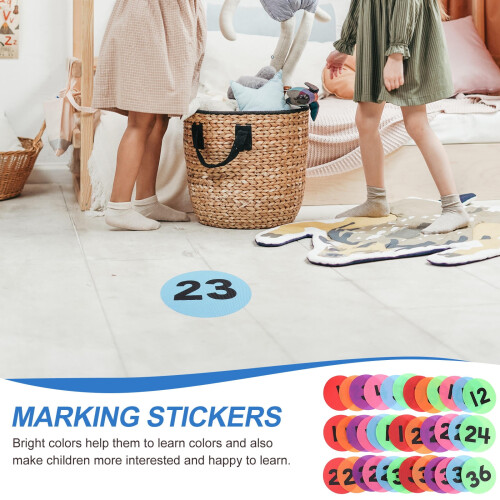 36Pcs Carpet Dots for Classroom Nylon Circular Assorted Color Number Learning Positioning Sticker 2