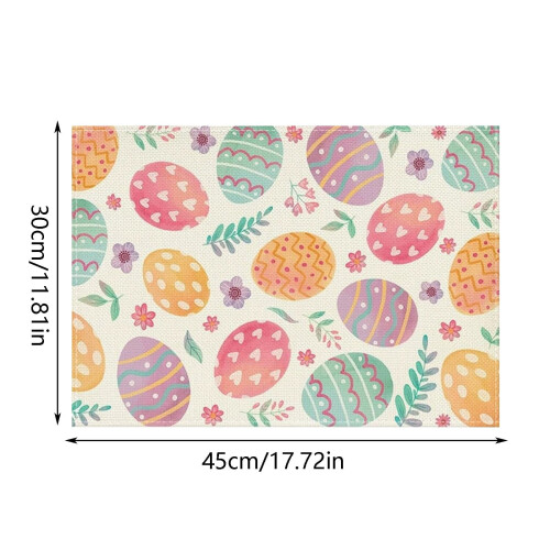 Linen Placemat with Easter Rabbit Design Set of 4 2
