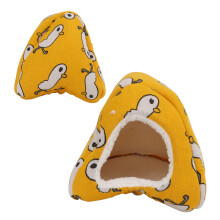 Weiches Leinen-Nagerbett für Meerschweinchen 16x16x16cm Gemütliches Hamsternest Gelber Ente