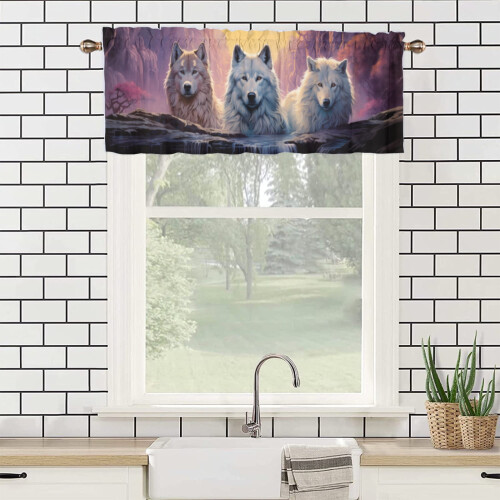Κουρτίνα Wolf Valance με σχέδιο ηλιοβασιλέματος σε Forest Mountain 54x18in 2
