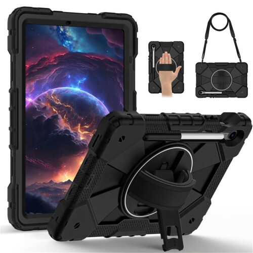 Capa preta resistente a impactos para Samsung Galaxy Tab S10FE S9FE S9 1