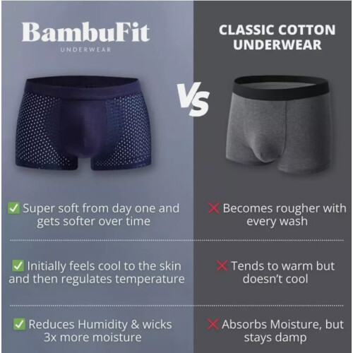 Bamboo Men's Boxer Shorts Set Breathable Briefs 4 Pack Large 2