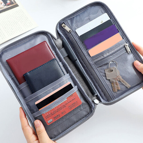 2St Grijze Document Organizer Reis Wallet Paspoort Waterdicht 2