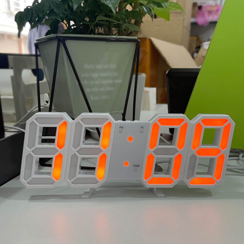 Ψηφιακό ρολόι τοίχου LED, μεγάλη οθόνη τηλεχειρισμού με θερμοκρασία και συναγερμό, 2