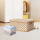 Fabric Storage Box with Lid, Brown/White Square Cloth Bin for Clothes, Foldable Wardrobe Organizer 5