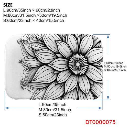 3D Flower75Αντιολισθητικό χαλί μπάνιου με αφρό μνήμης: Απορροφητικό, στεγνώνει 2