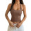Canotta da donna sexy aderente color caffè S 6