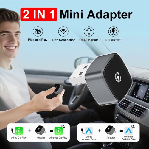 Wireless CarPlay Android Auto Adapter USB Dongle 1