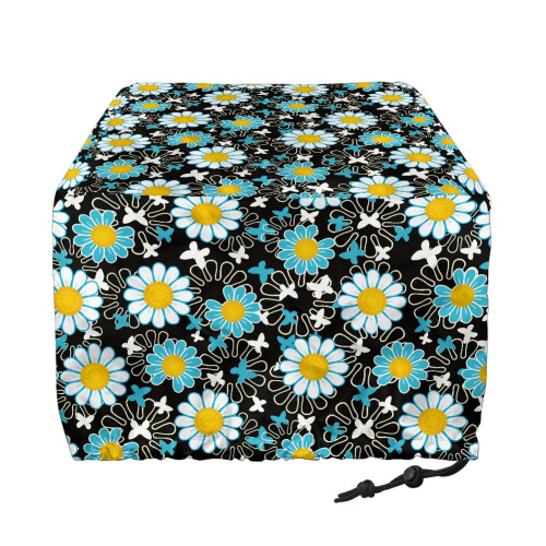 Daisy Print Toaster Cover 2 Slice, Small Appliance Cover for Kitchen with Adjustable Drawstring, Waterproof Bread Machine Protector 1