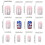 4η Ιουλίου Press-On Nails – 24 τεμάχια Bling Almond False Nails, Κόκκινη/Ασημένια Ρίγα, Αστέρια, 3