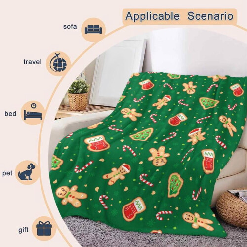 Christmas Gingerbread Man Fleece Throw Blanket 2