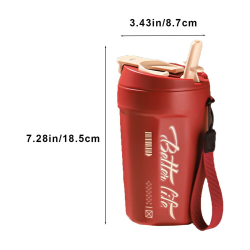 304 Ποτήρι από ανοξείδωτο ατσάλι με άχυρο 18,5oz, διπλού τοιχώματος με μόνωση, 2