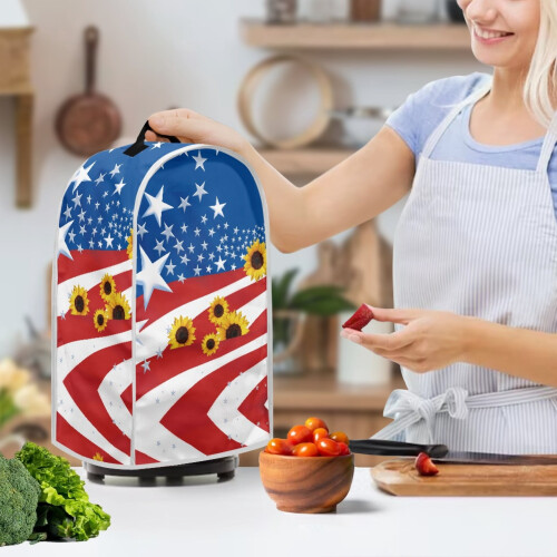 Κάλυμμα σκόνης Sunflowers and The American Flag για χρήση στην κουζίνα, ανθεκτικό στις διαρροές 2