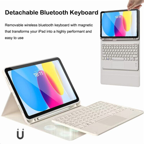 Θήκη πληκτρολογίου συμβατή με iPad 10ης γενιάς (10.9", 2022), Αποσπώμενο Smart TouchPad Folio με 2