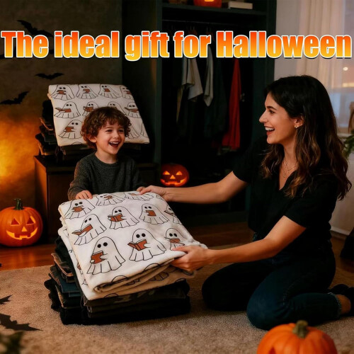 Halloween Ghost Flannel Throw Blanket 50x60 inches 2
